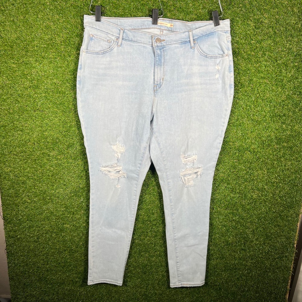 Levis 721‎ High Rise Skinny Jeans Womens 20W Light Wash Distressed Blue